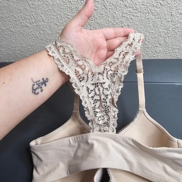 Victoria's secret tan nude racerback lined demi bra front close padded 32DD - Picture 4 of 7